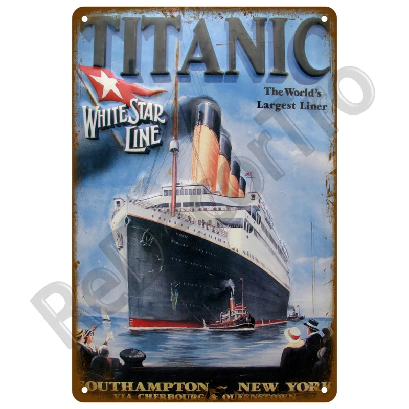 🌊 Plaque Métal Vintage Plage & Ville Côtière – Décoration Murale Rétro Estivale