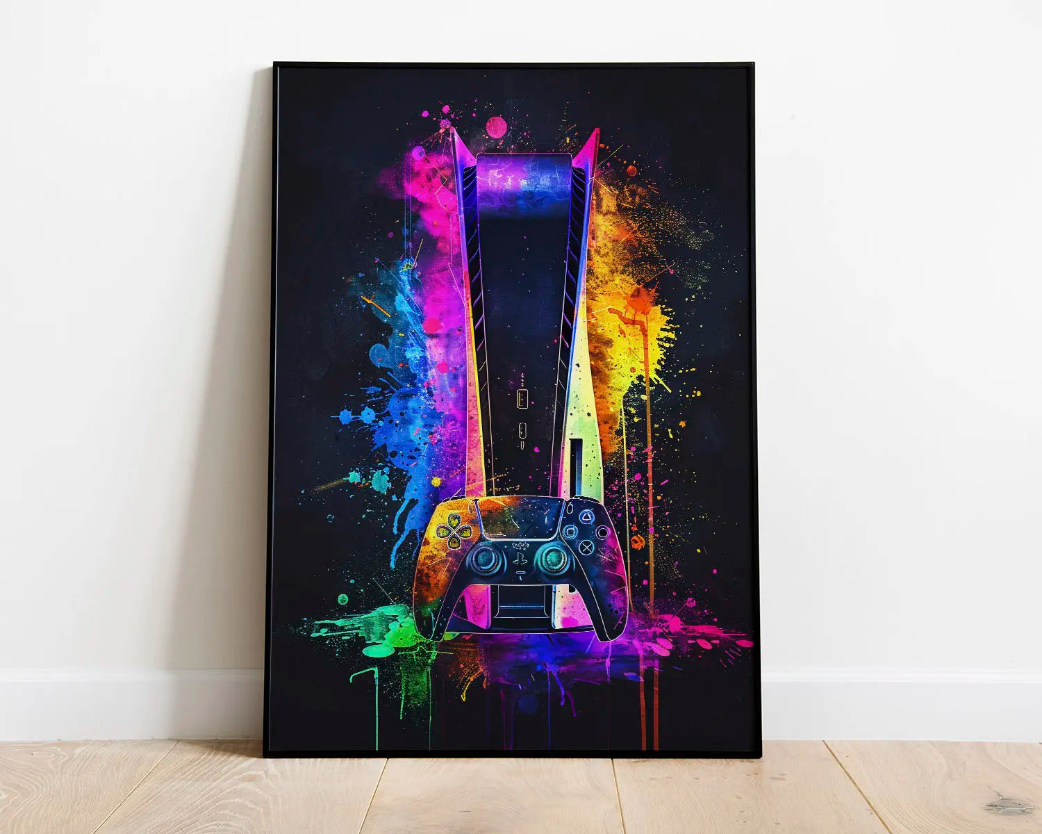 🎮 Poster Gaming Néon Aquarelle – Décoration Murale Gamer Moderne & Énergique