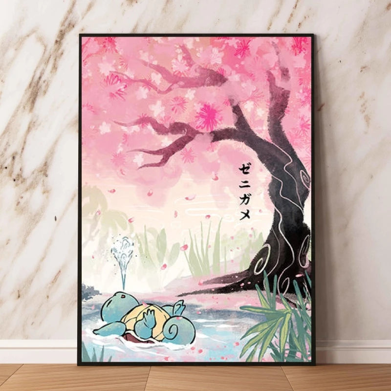 🌈 Poster Toile Style Anime Japonais – Créatures Mignonnes Aquarelle & Décoration Murale