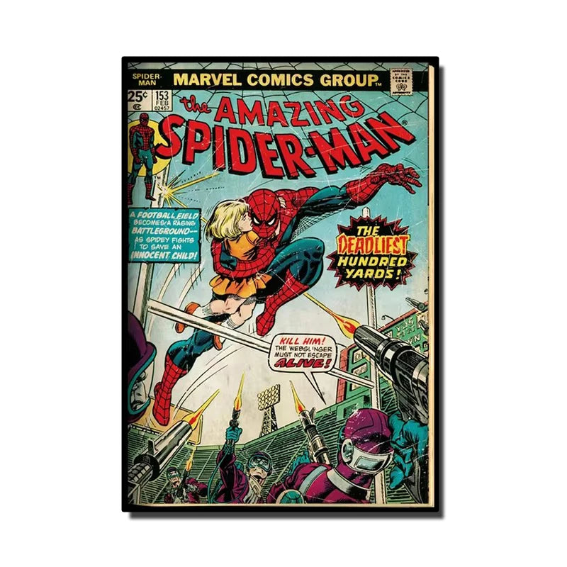 🕷️ Poster Super-Héros Style Rétro – Art Mural Comics & Décoration Enfant