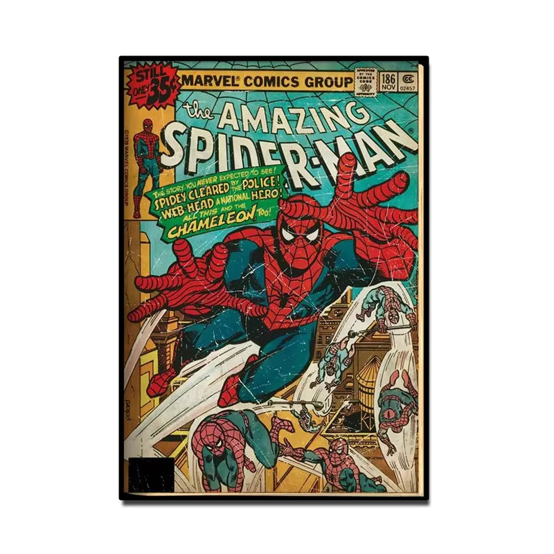 🕷️ Poster Super-Héros Style Rétro – Art Mural Comics & Décoration Enfant