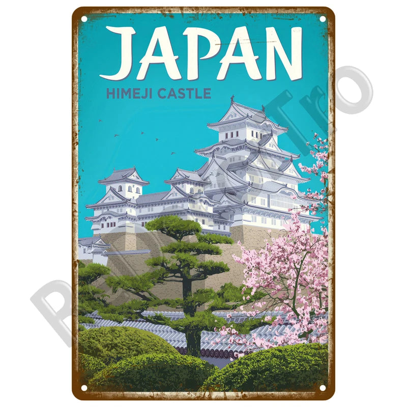 🌊 Plaque Métal Vintage Plage & Ville Côtière – Décoration Murale Rétro Estivale