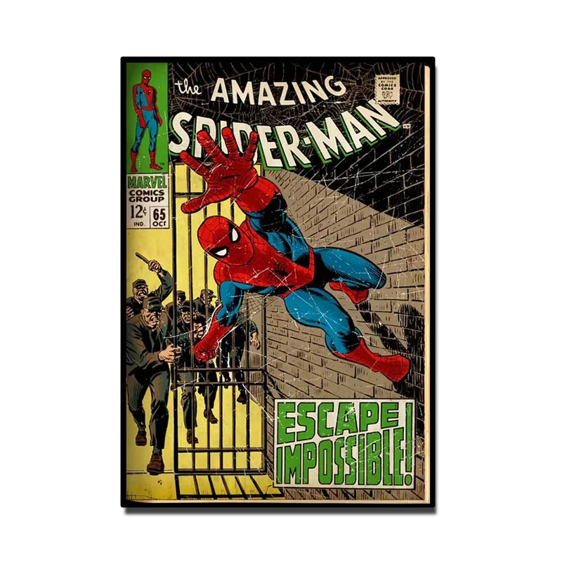 🕷️ Poster Super-Héros Style Rétro – Art Mural Comics & Décoration Enfant