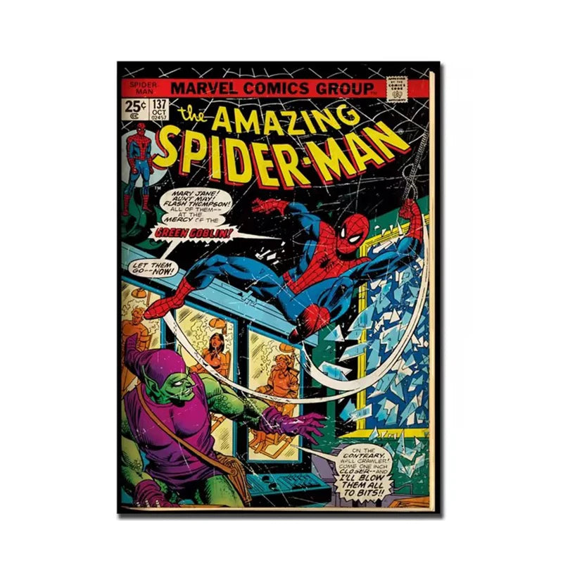 🕷️ Poster Super-Héros Style Rétro – Art Mural Comics & Décoration Enfant