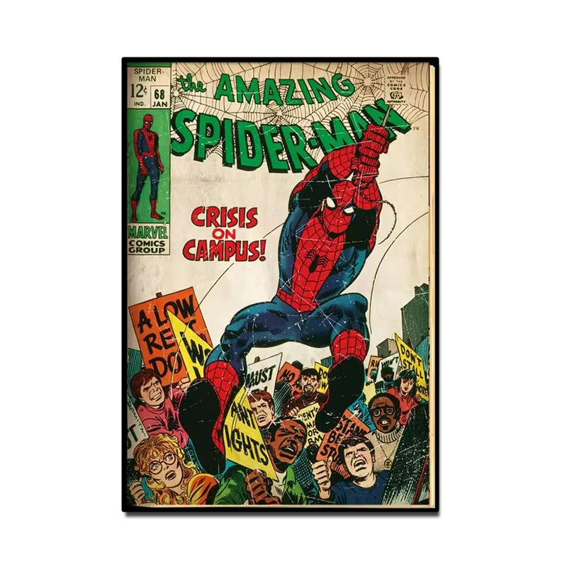 🕷️ Poster Super-Héros Style Rétro – Art Mural Comics & Décoration Enfant