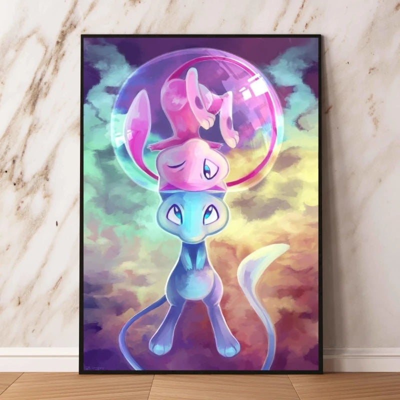 🌸 Poster Créatures Mignonnes & Évolutions Fantaisie – Art Mural Floral & Décoration Classique