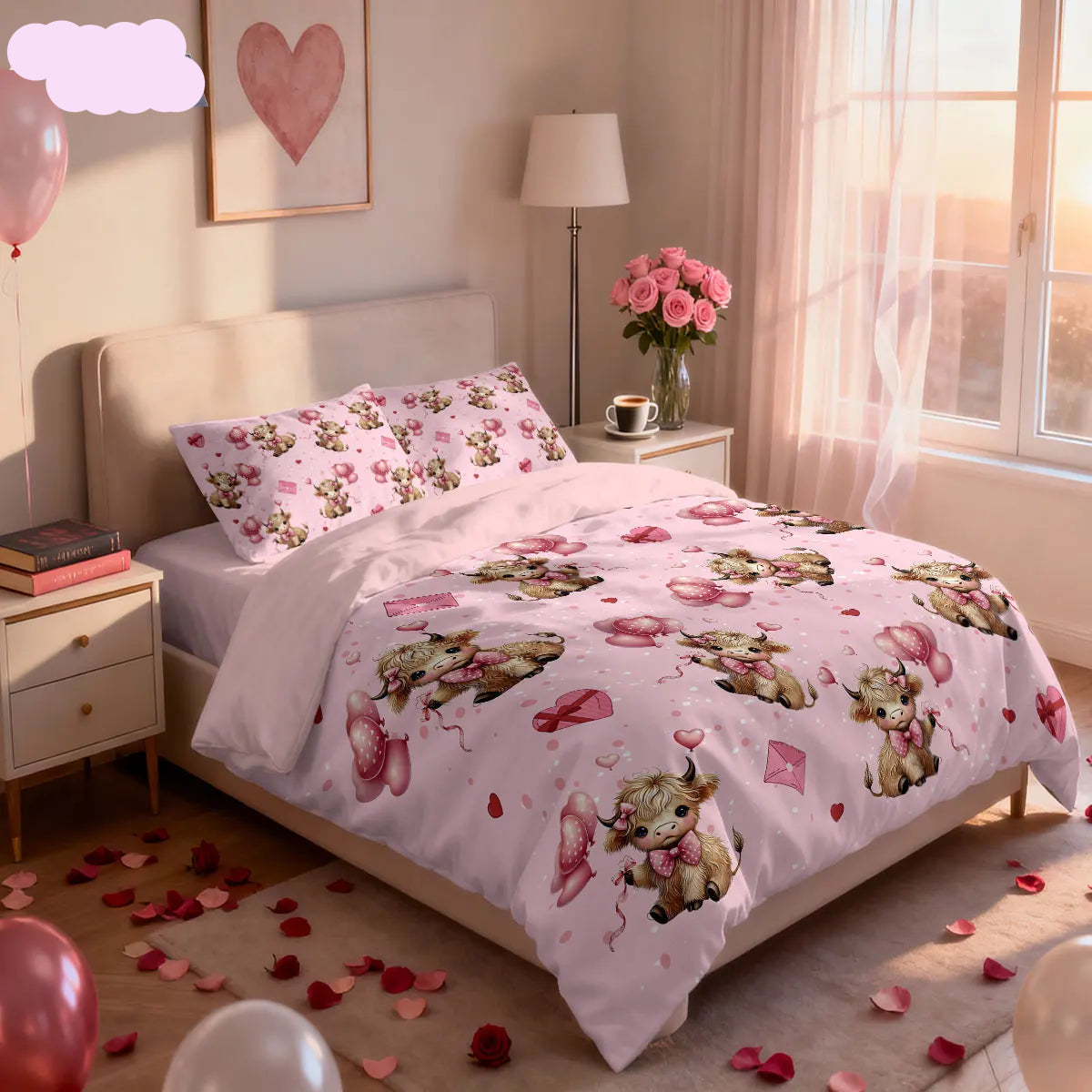 Housse de Couette Vache Highland Rose : La Touche Kawaii & Girly