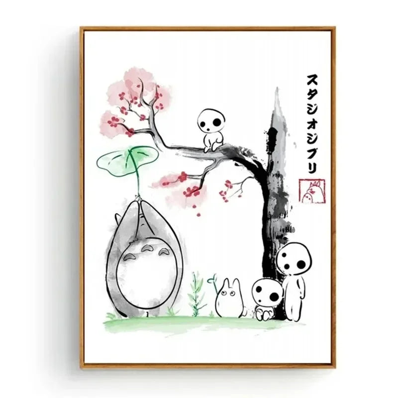 🌿 Poster Anime Japonais Esprit de la Forêt – Art Mural Nature & Décoration Nordique
