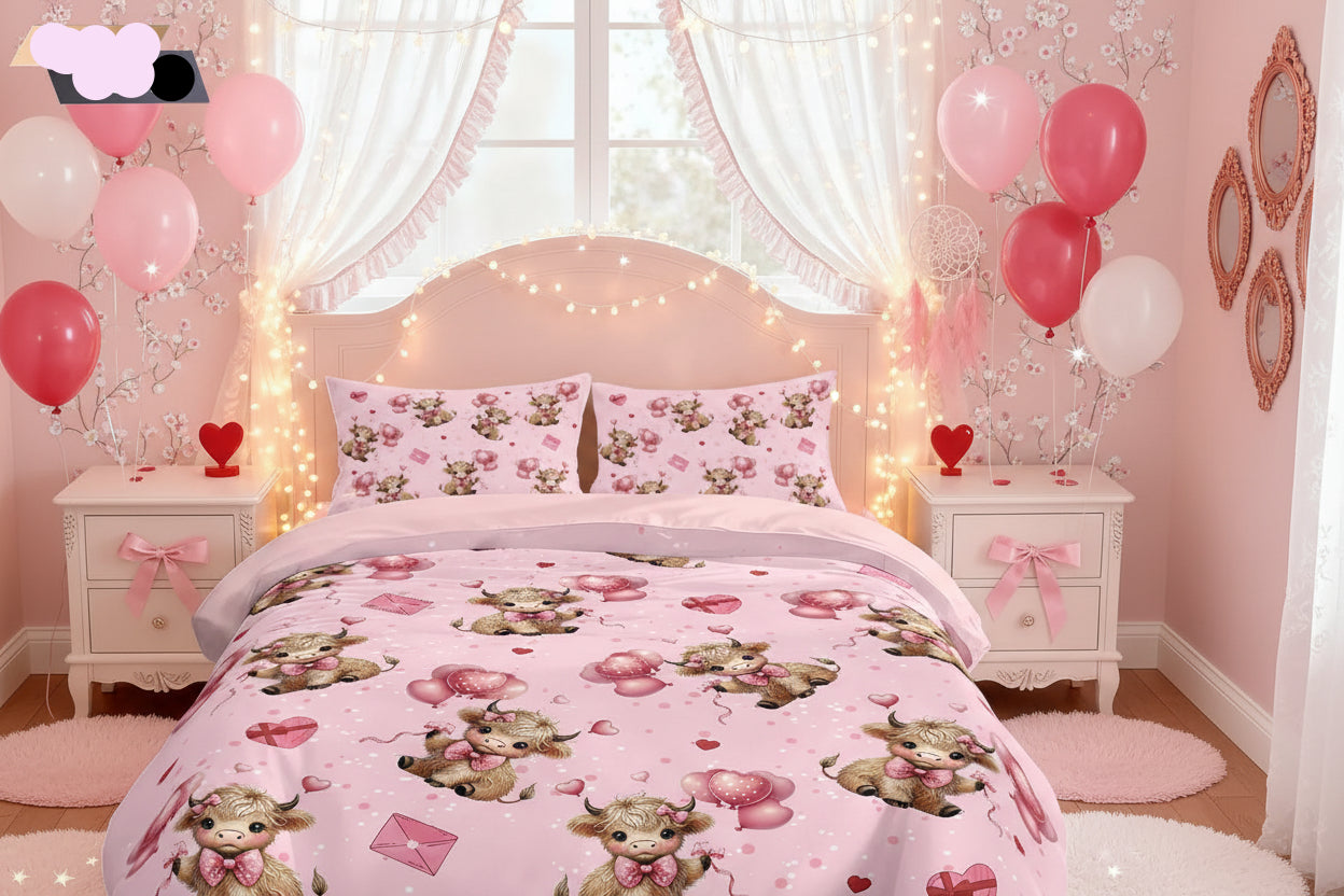Housse de Couette Vache Highland Rose : La Touche Kawaii & Girly