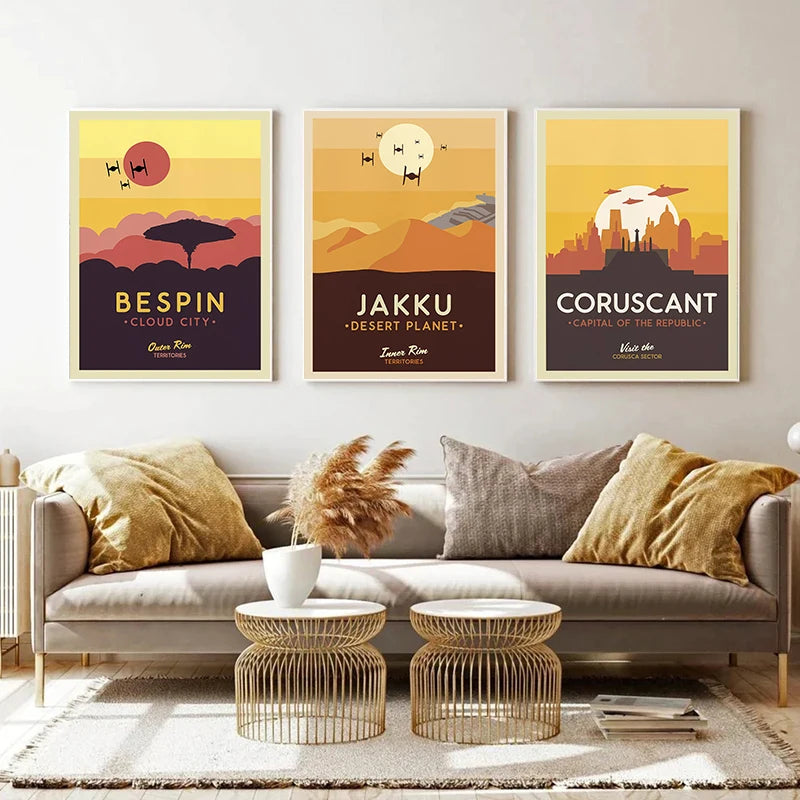 🌌 Poster Galaxie & Planètes – Art Mural Cosmique Moderne & Décoration Spatiale