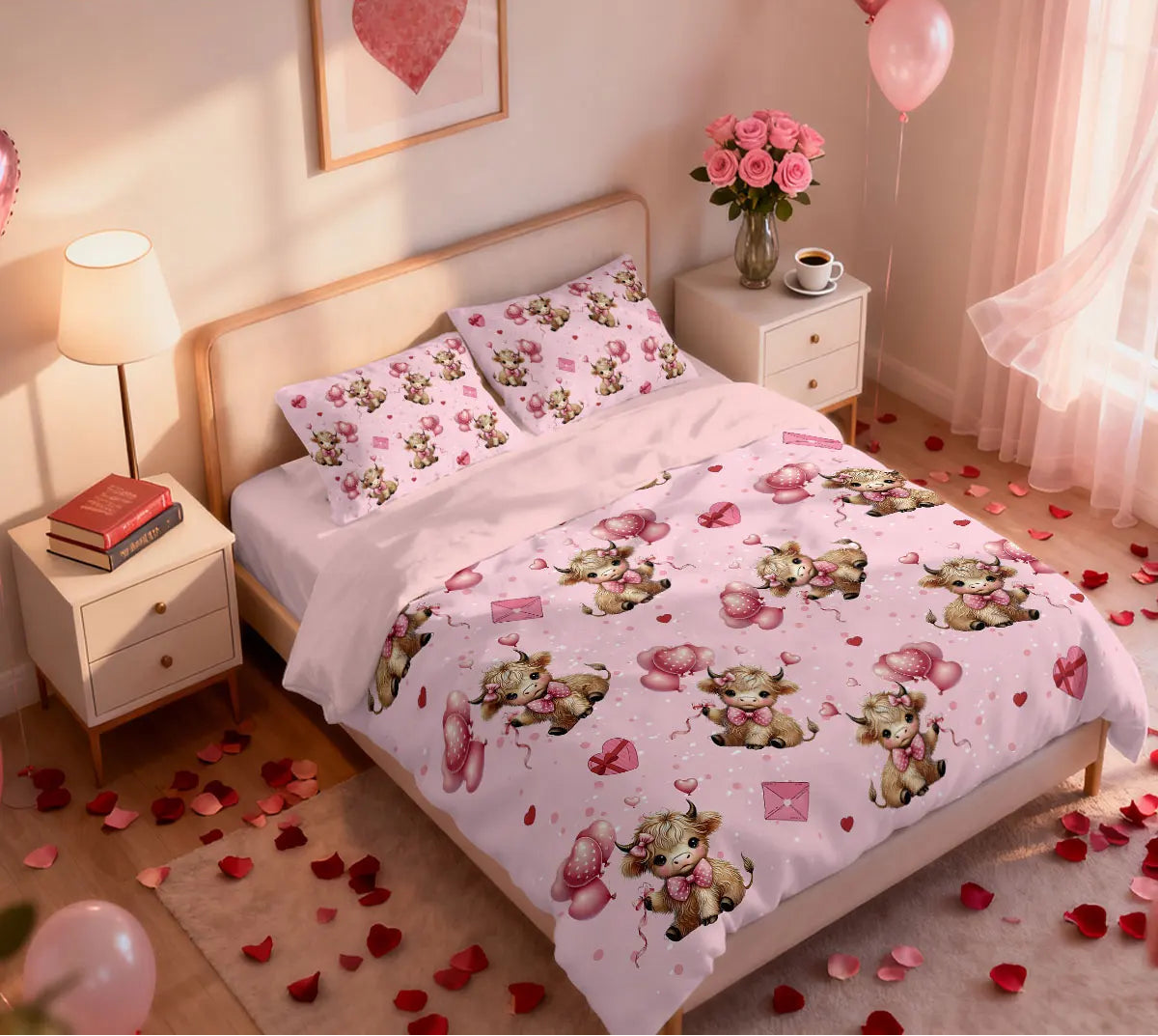 Housse de Couette Vache Highland Rose : La Touche Kawaii & Girly
