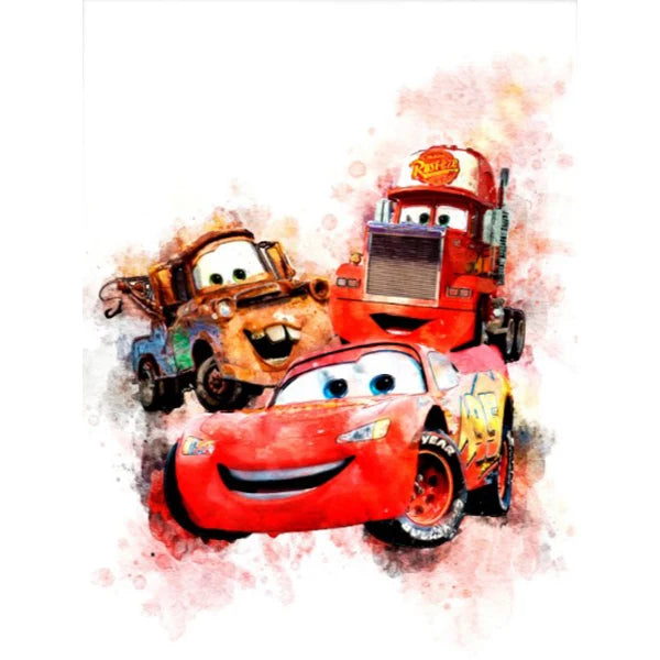 🚗 Poster Toile Style Dessin Animé Voitures – Décoration Murale Enfant Moderne & Colorée